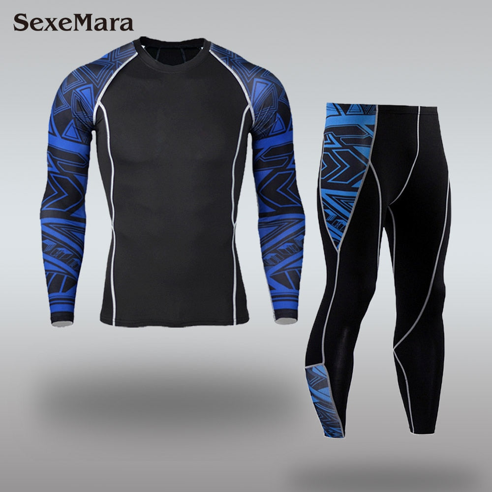 New Men's Compression Rash Guards - Quick Drying - Thermo - Jiu Jitsu - MMA Sets