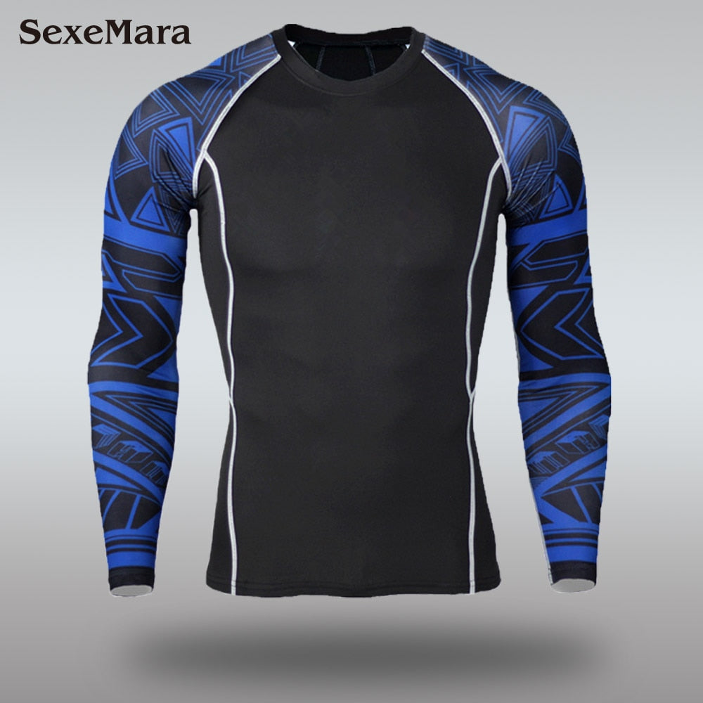 New Men's Compression Rash Guards - Quick Drying - Thermo - Jiu Jitsu - MMA Sets