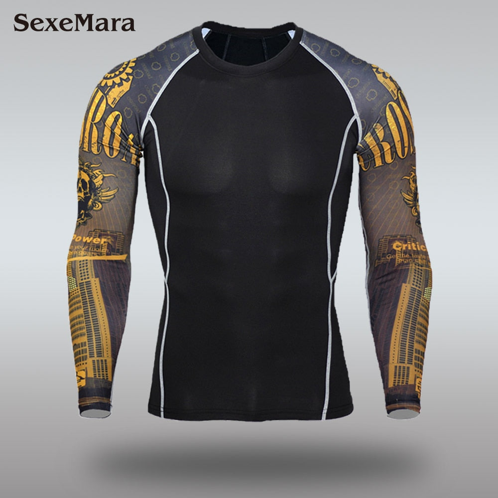 New Men's Compression Rash Guards - Quick Drying - Thermo - Jiu Jitsu - MMA Sets