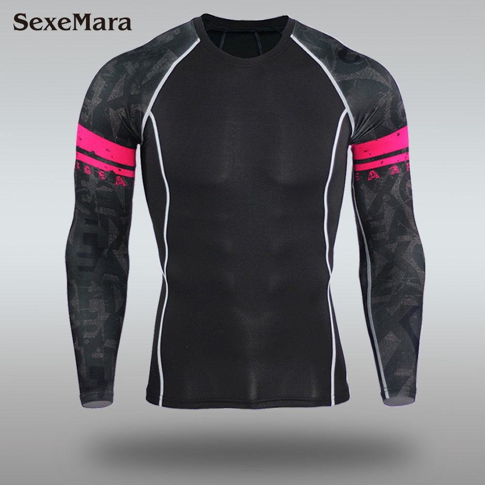 New Men's Compression Rash Guards - Quick Drying - Thermo - Jiu Jitsu - MMA Sets