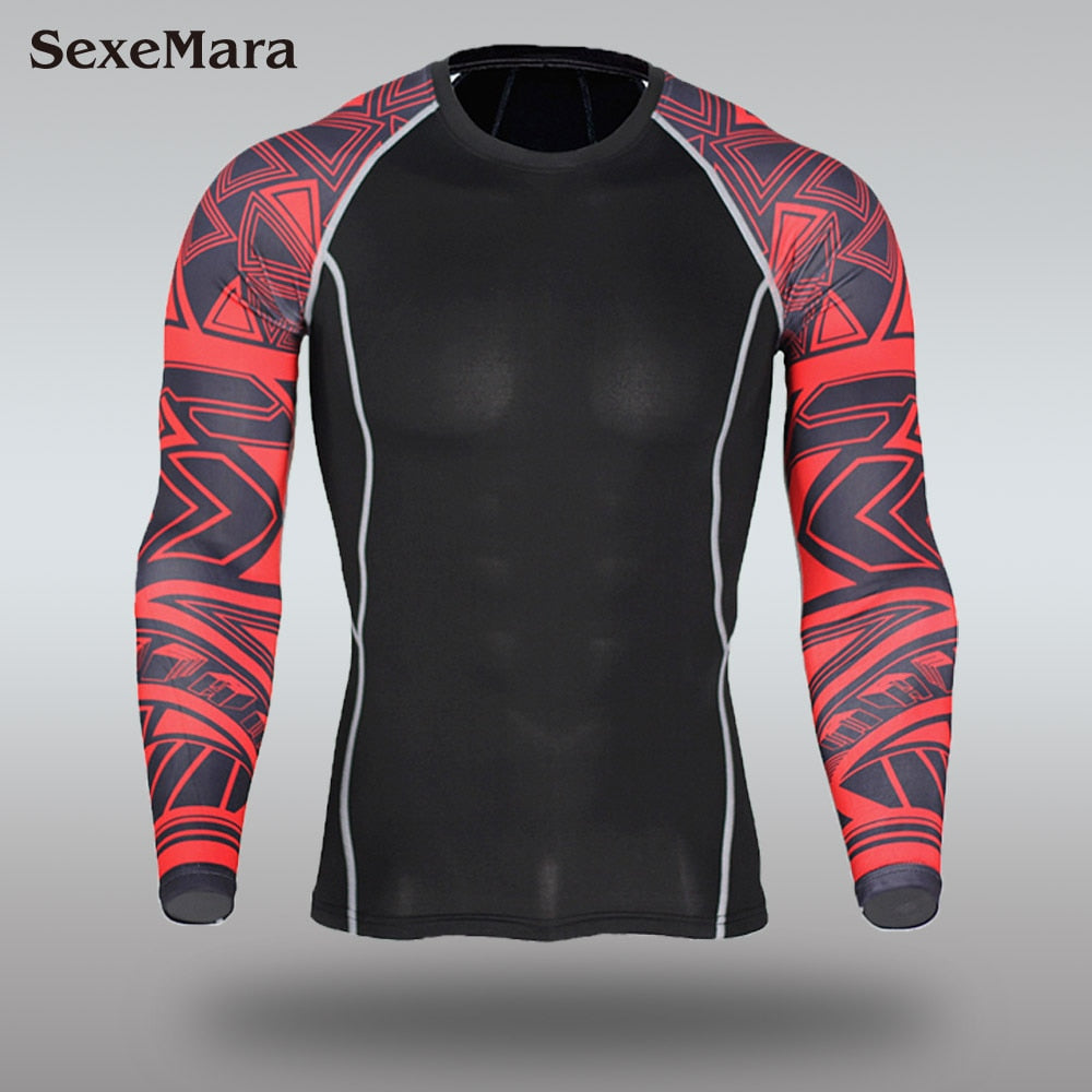 New Men's Compression Rash Guards - Quick Drying - Thermo - Jiu Jitsu - MMA Sets