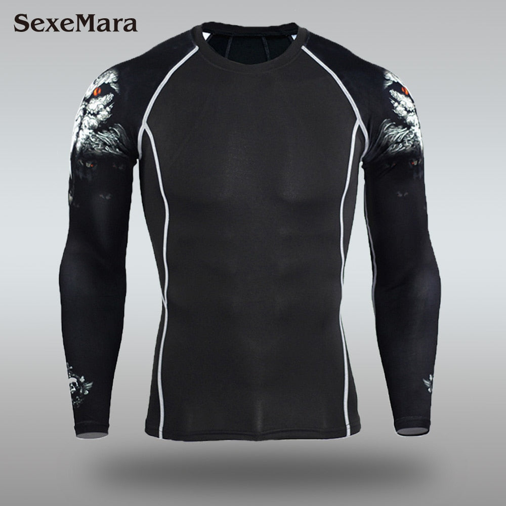 New Men's Compression Rash Guards - Quick Drying - Thermo - Jiu Jitsu - MMA Sets