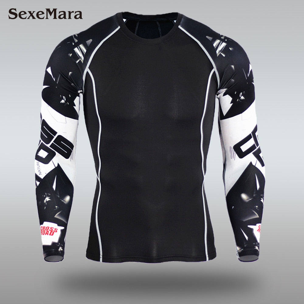 New Men's Compression Rash Guards - Quick Drying - Thermo - Jiu Jitsu - MMA Sets