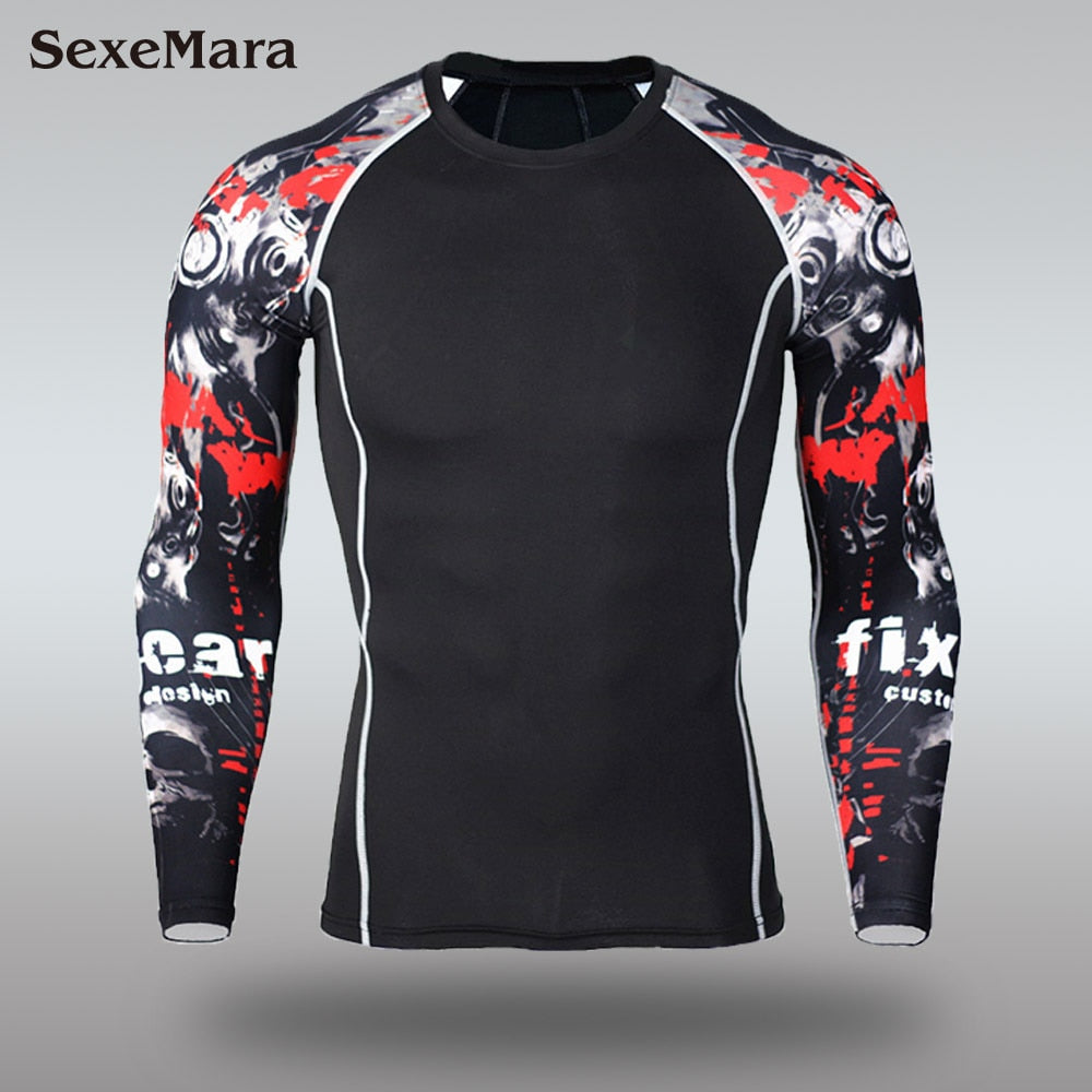 New Men's Compression Rash Guards - Quick Drying - Thermo - Jiu Jitsu - MMA Sets