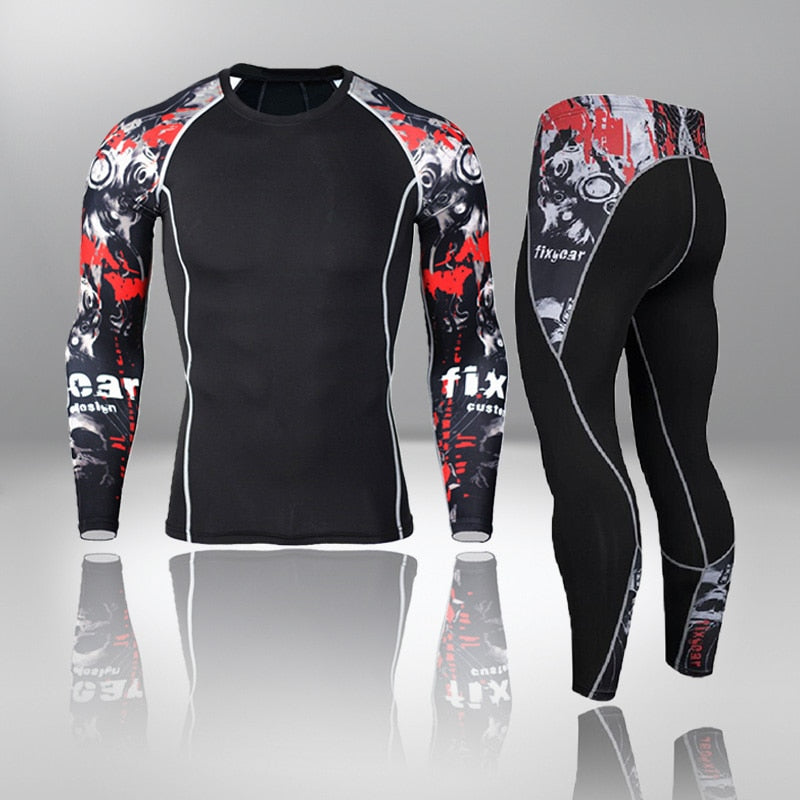 New Men's Compression Rash Guards - Quick Drying - Thermo - Jiu Jitsu - MMA Sets