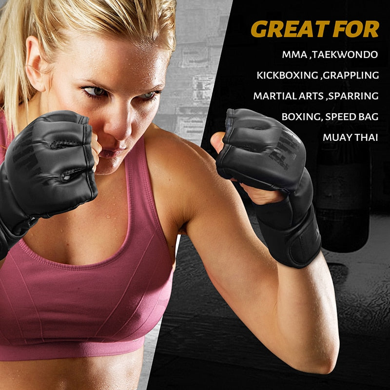 FIVING Leather MMA Gloves